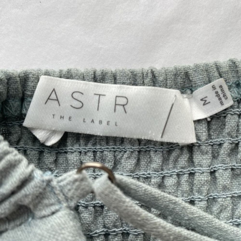 ASTR The Label Mini Dress Women Sz M Sage Green 90% Linen 10% Cotton - Picture 6 of 9